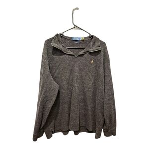 Polo Ralph Lauren Gray Quarter Zip Estate Rib Logo Pony Size XL FLAWED NO ZIPPER